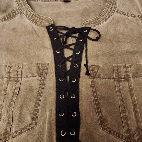 Express Army Green Utility Mini Dress S - Picture 5 of 12